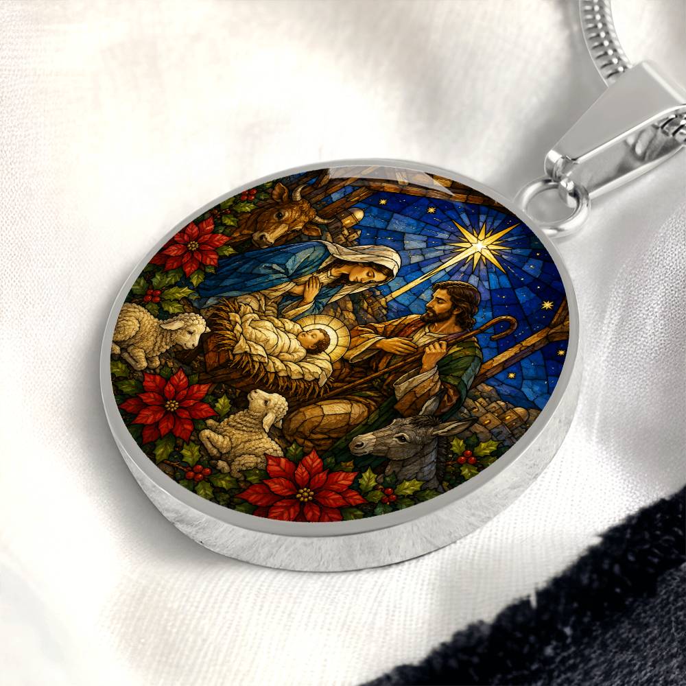 Nativity Scene Necklace, Religious Jewelry Gift, Personalized Christmas Pendant