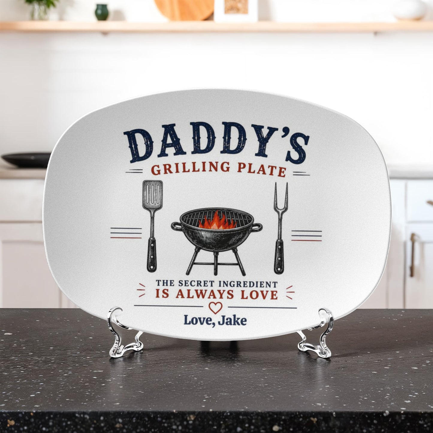 Personalized Dad Grilling Plate, Custom BBQ Gift, Father's Day Grill Platte from Kids, Gift for Grill Master