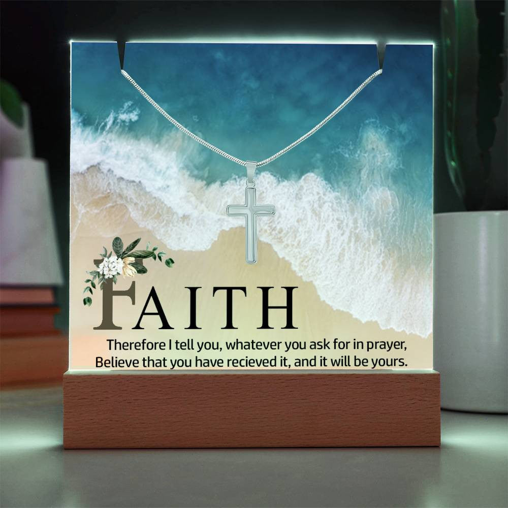 Faith Religious Plaque & Cross Gift Set-[Heartfelt Family Gift]