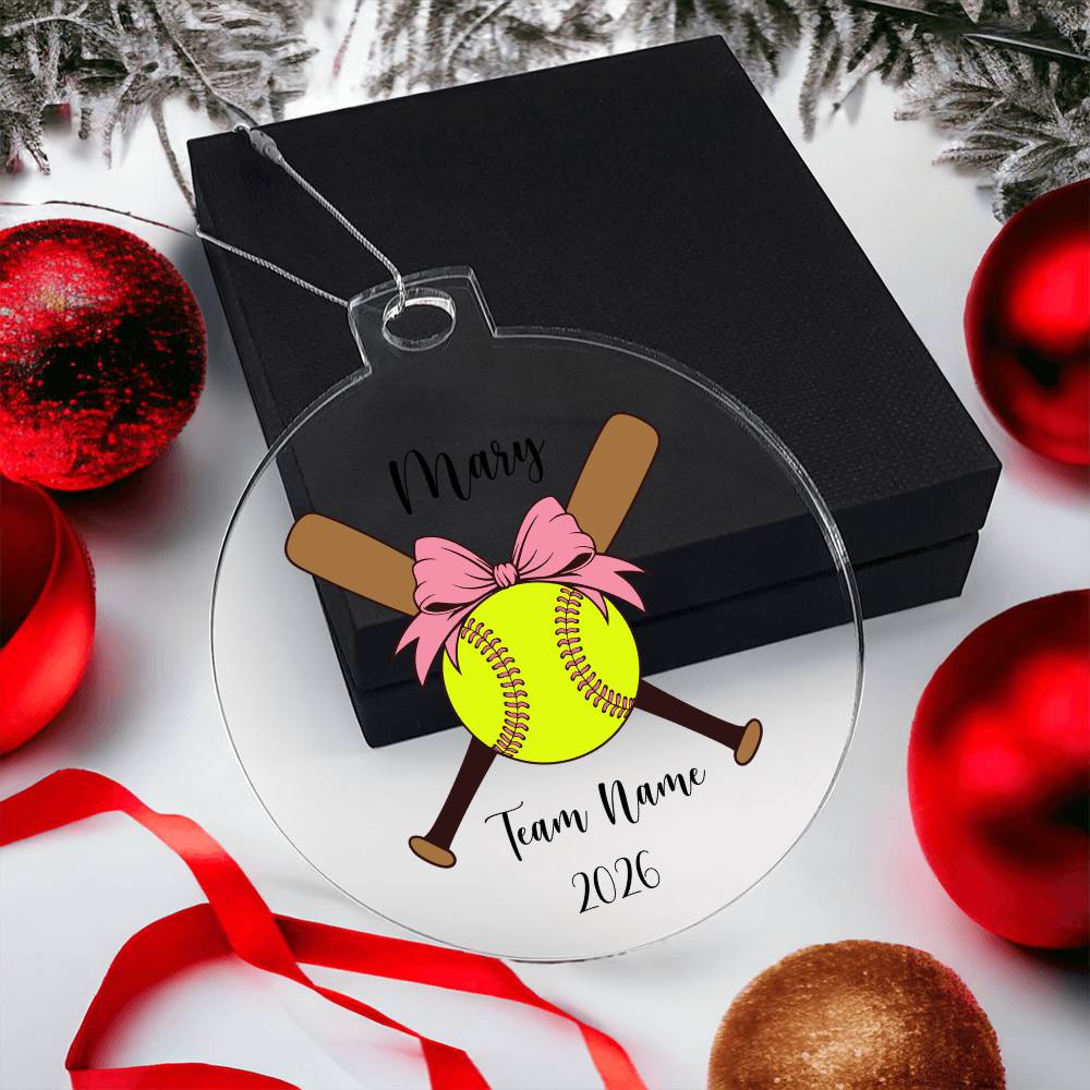 Personalized Softball Christmas Ornament