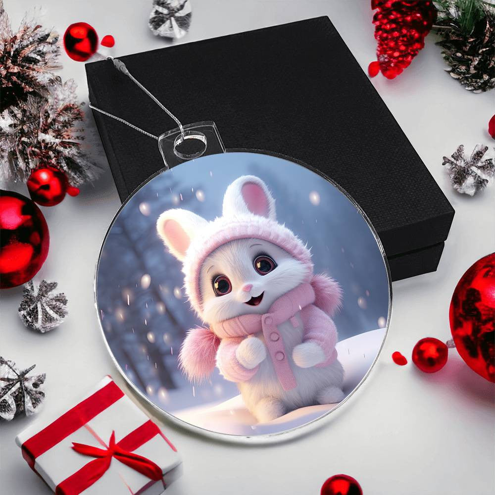 Bunny Acrylic Christmas Ornament-[Heartfelt Family Gift]