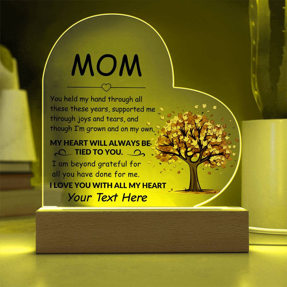 Mom Acrylic Heart Plaque Gift-[Heartfelt Family Gift]