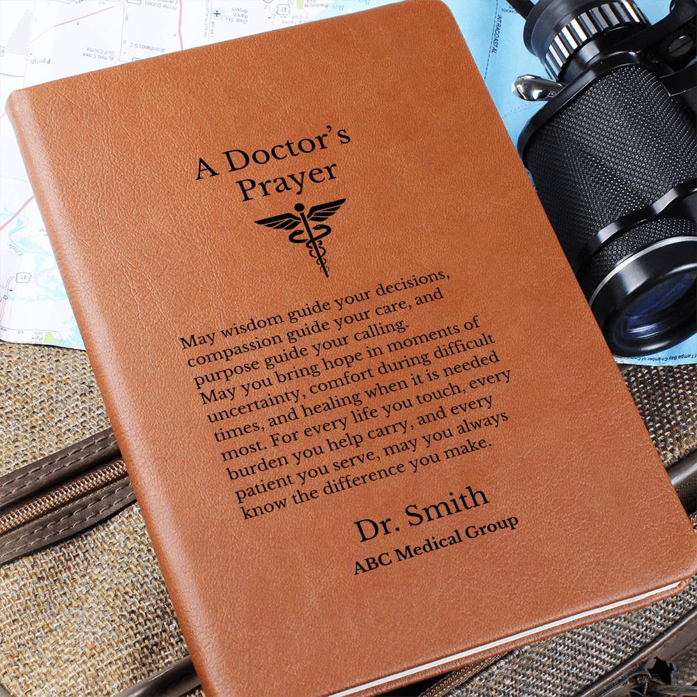 A Doctor's Prayer Journal, Vegan Leather Notebook, Personalized Gift for Physician