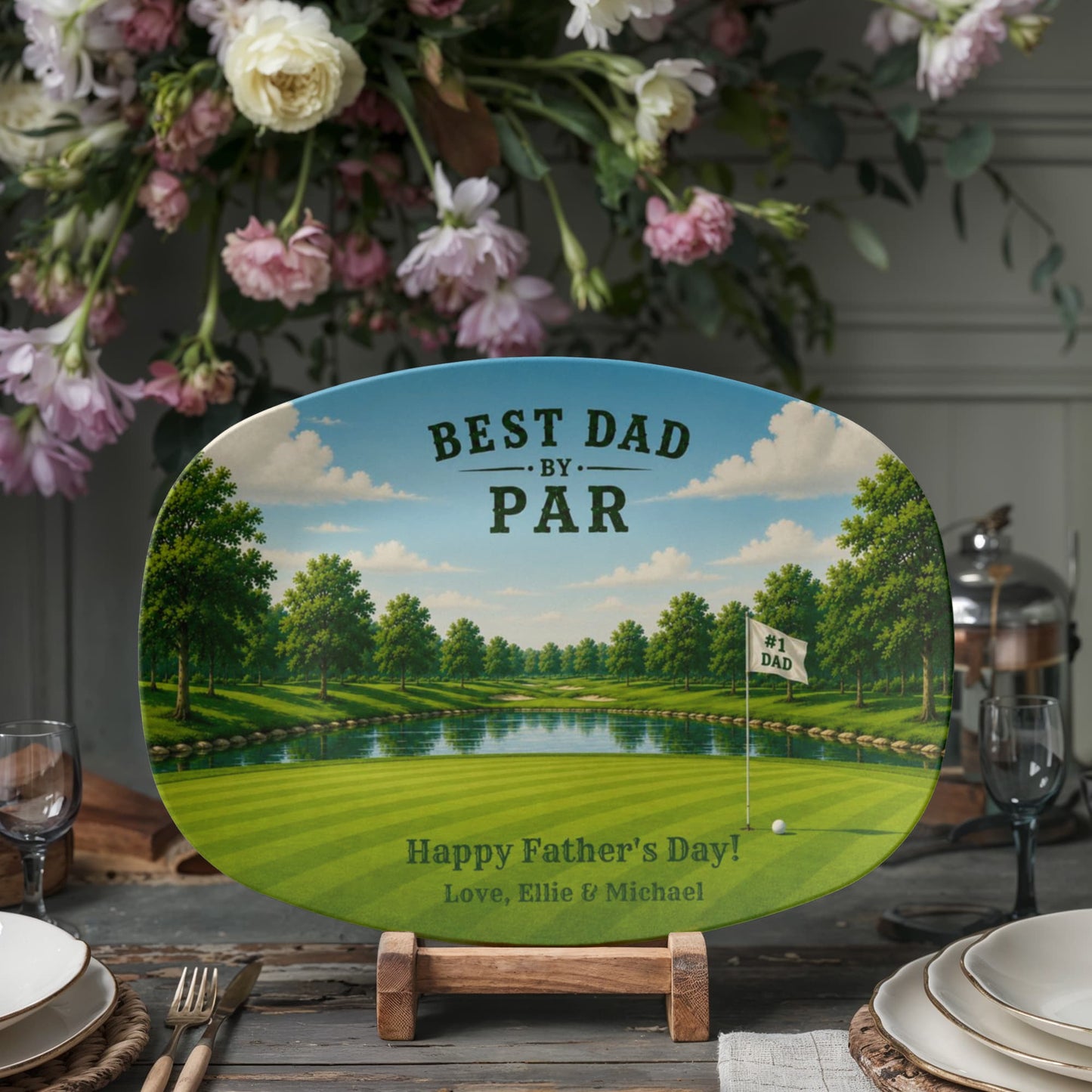 Personalized Golf Dad Serving Tray, Best Dad By Par BBQ Platter, Father's Day Gift, Custom Golf Theme Tray