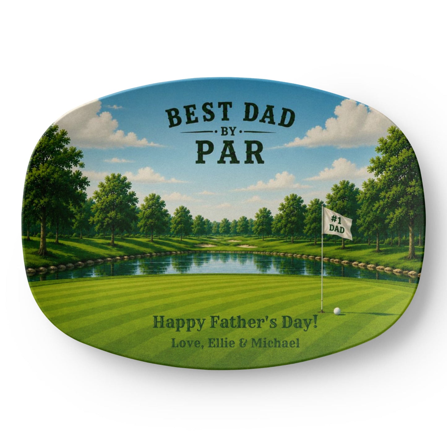 Personalized Golf Dad Serving Tray, Best Dad By Par BBQ Platter, Father's Day Gift, Custom Golf Theme Tray