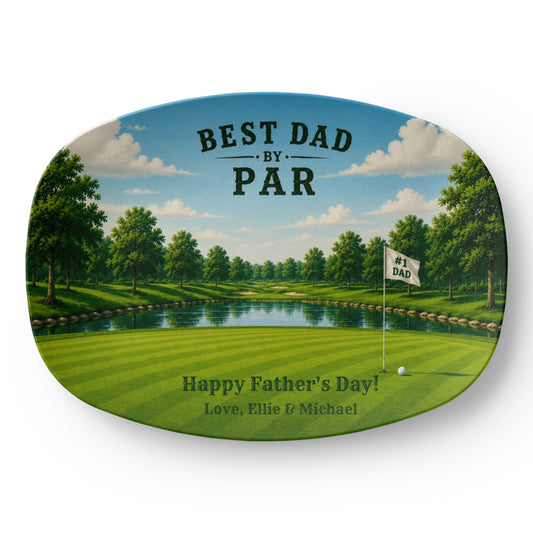 Personalized Golf Dad Serving Tray, Best Dad By Par BBQ Platter, Father's Day Gift, Custom Golf Theme Tray