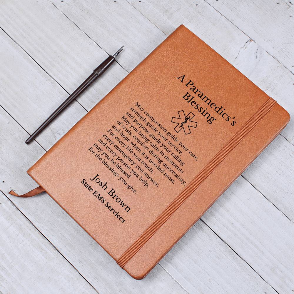 Paramedic EMT Prayer Journal, Vegan Leather Notebook, Personalized Gift for first responders, New job
