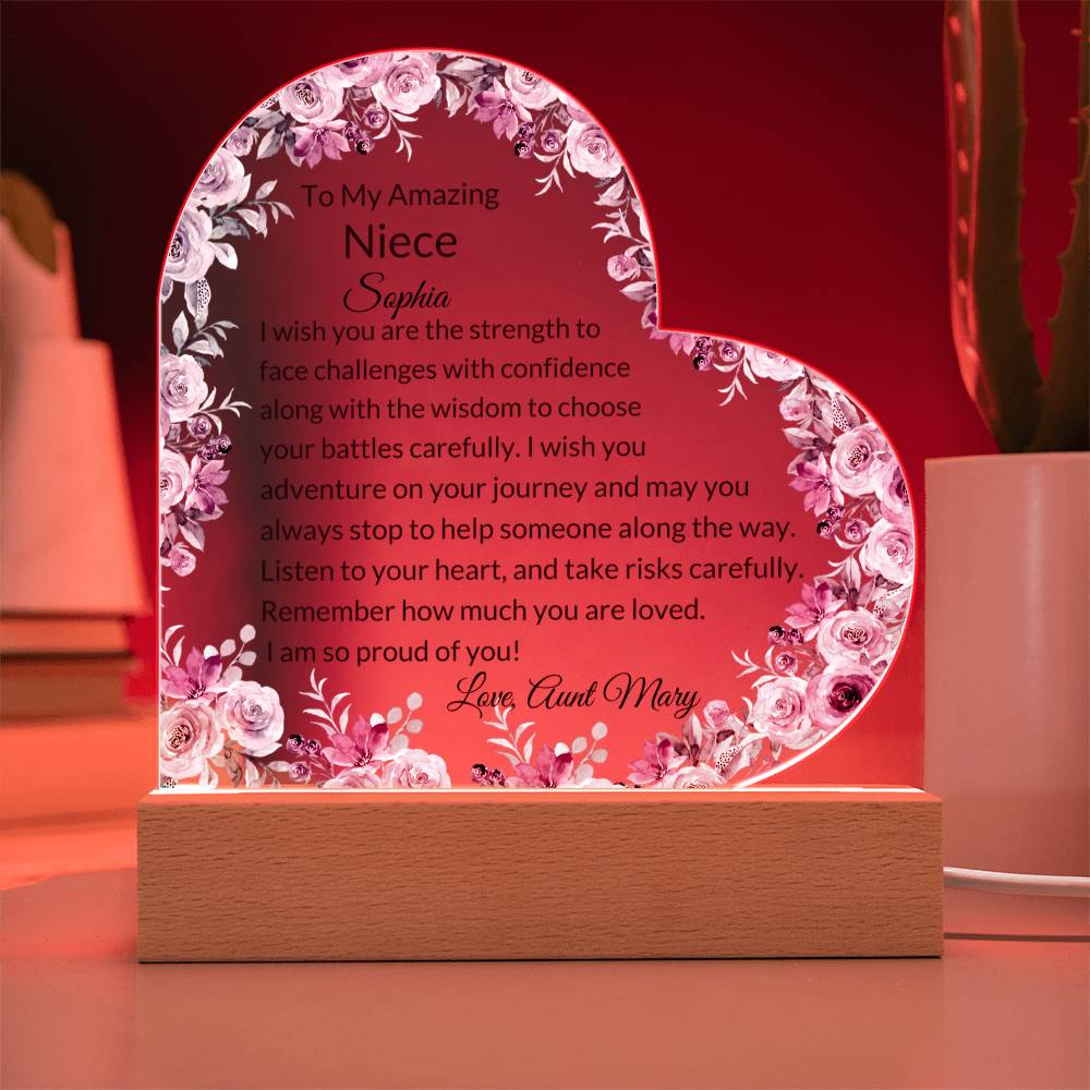 Niece Personalized LED  Heart Plaque