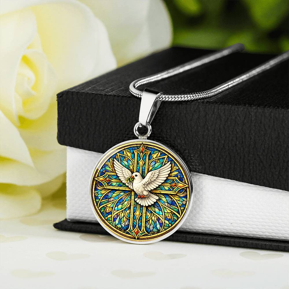 Personalized Dove and Holy Cross Necklace, Women's Religious Jewelry Gift