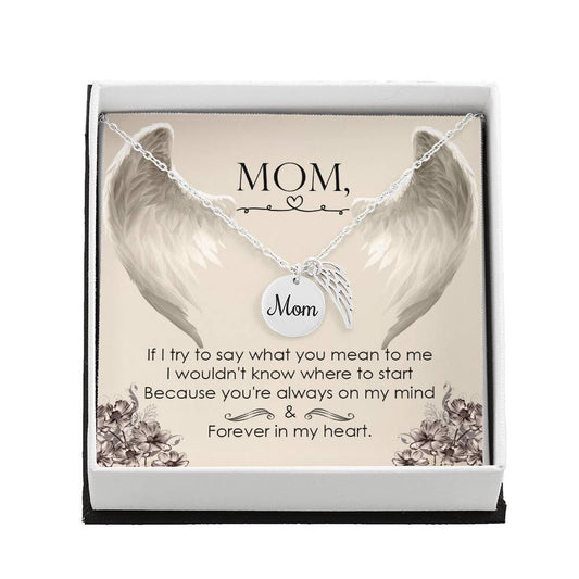 Mom Memorial Necklace Angel Wing-[Heartfelt Family Gift]