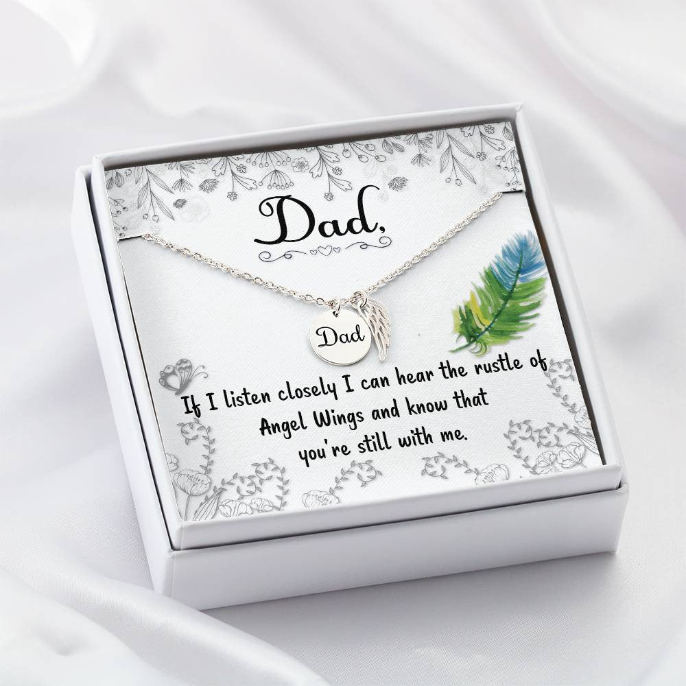 Dad Memorial Necklace Angel Wing Charm-[Heartfelt Family Gift]