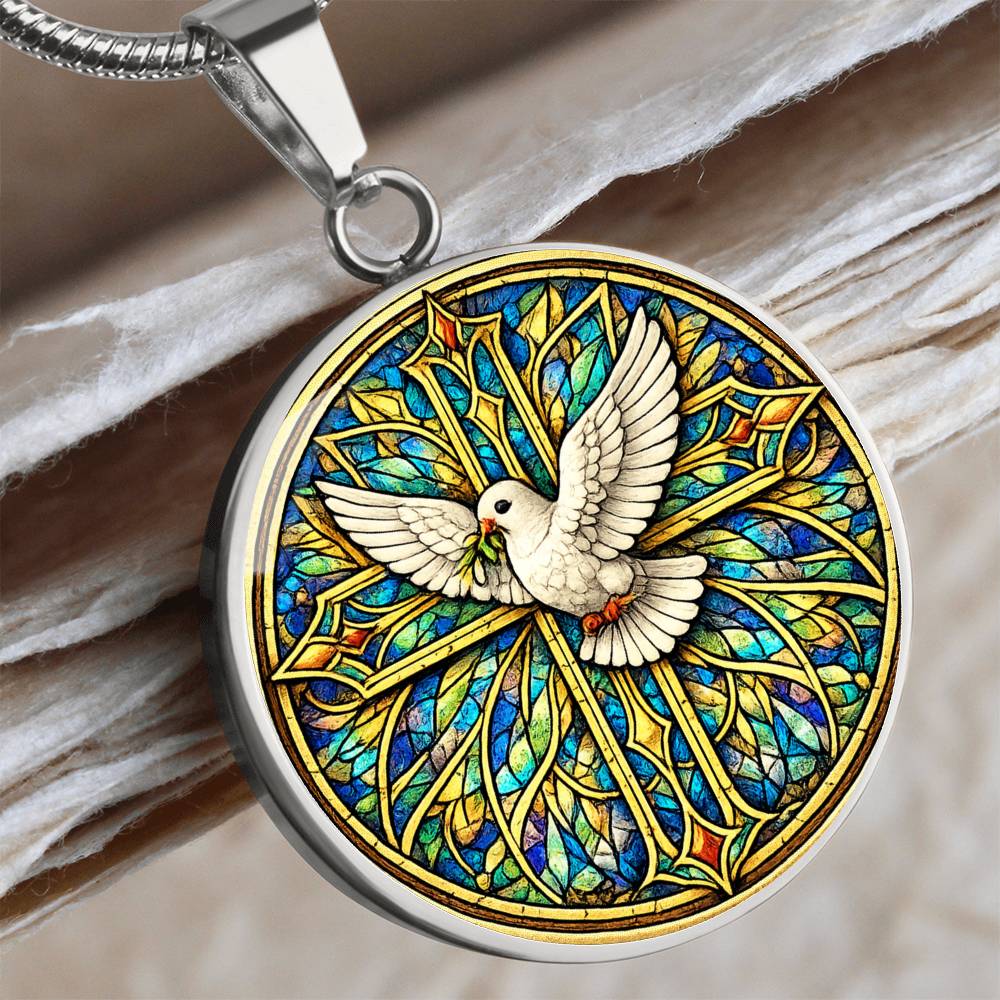 Personalized Dove and Holy Cross Necklace, Women's Religious Jewelry Gift