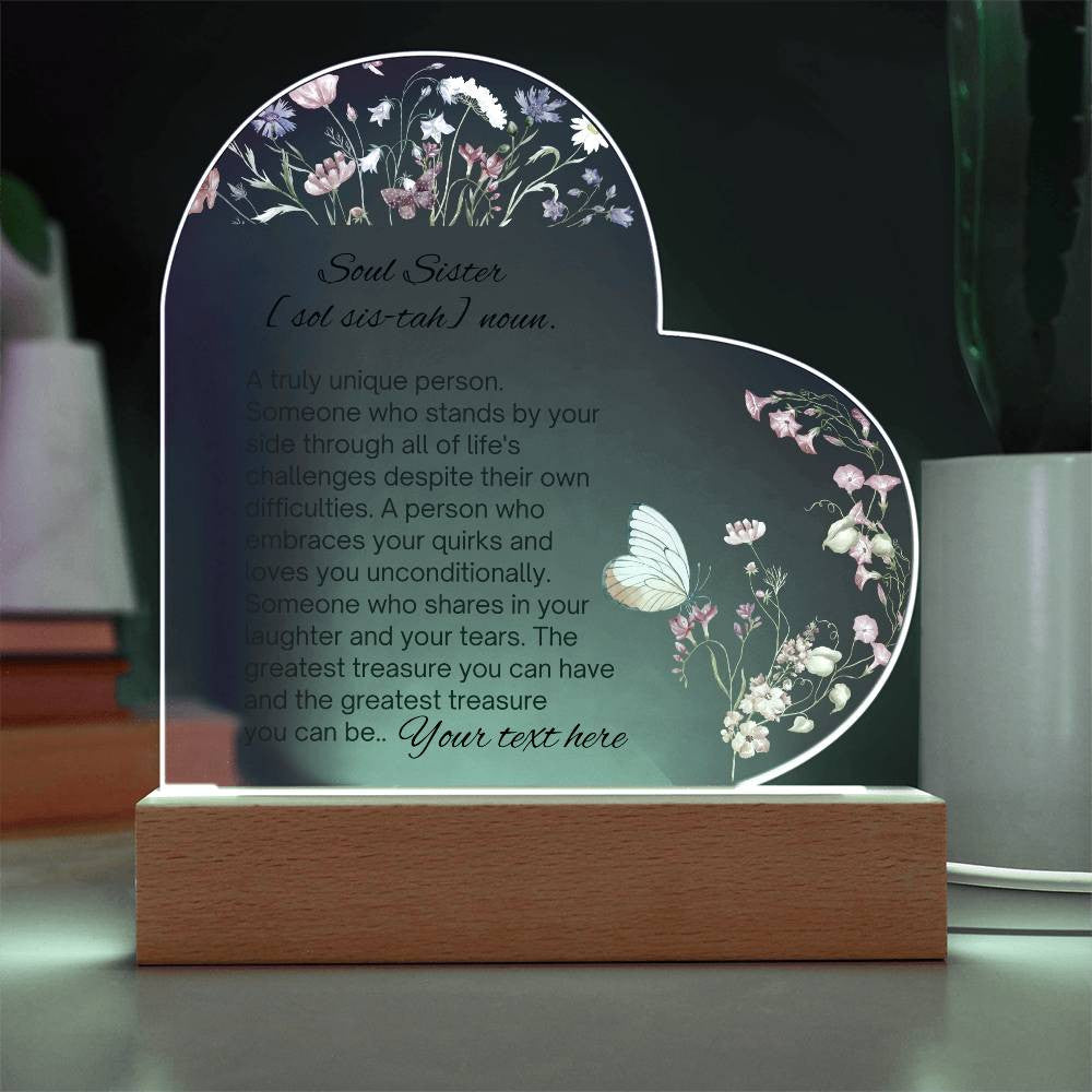 Soul Sister Acrylic Heart Plaque-[Heartfelt Family Gift]