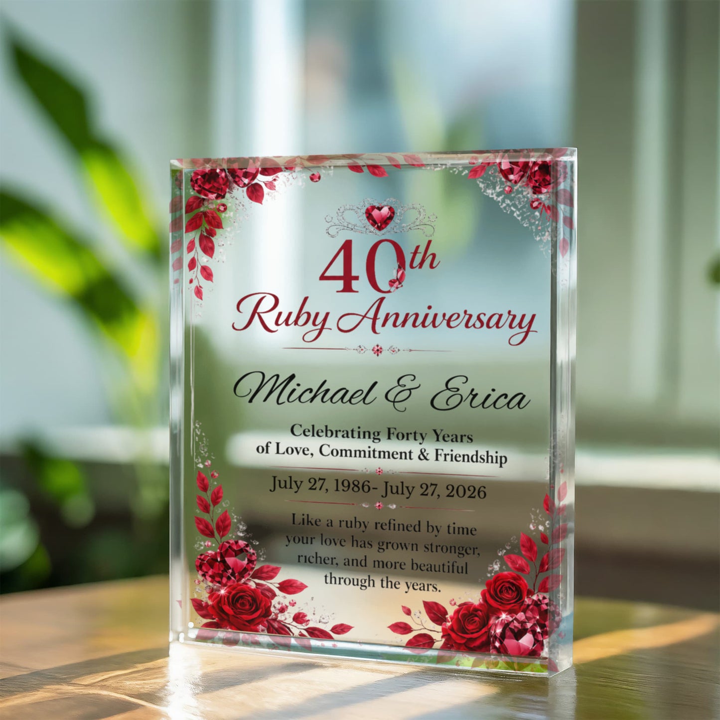 Personalized 40th Ruby Wedding Anniversary