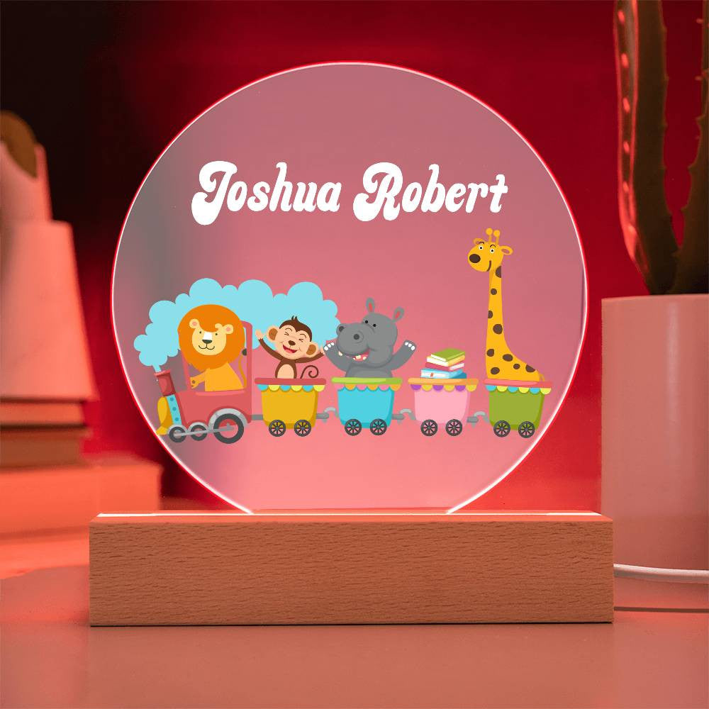 Safari Train Personalized Name Acrylic LED Nightlight-[Heartfelt Family Gift]