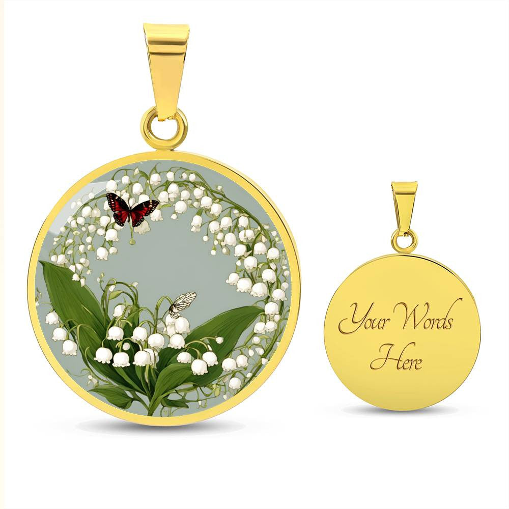 May Birth flower Necklace with butterfly and Lily of the valley-[Heartfelt Family Gift]