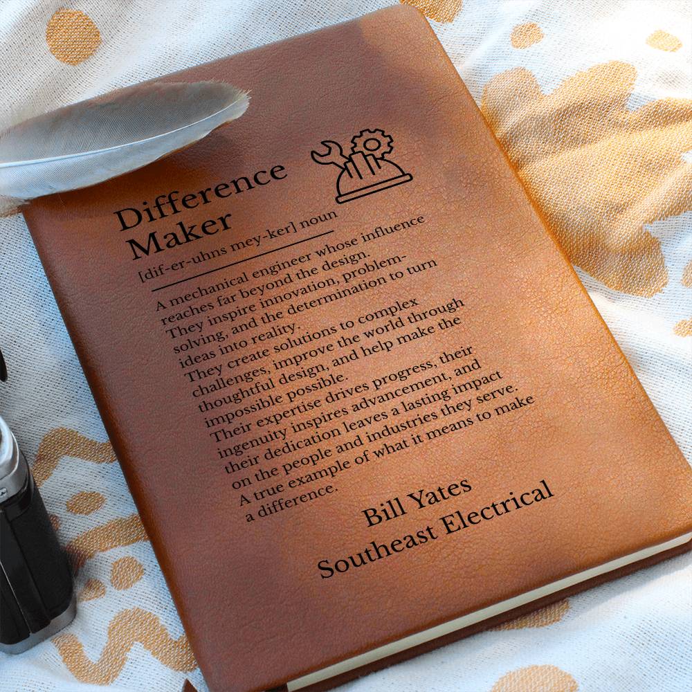 Mechanical Engineer Gift, Vegan Leather Journal, Inspirational Engineer Notebook