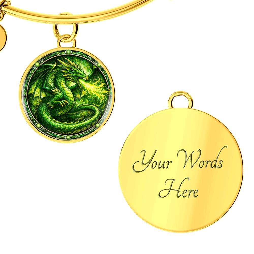 Green Dragon Personalized Engraved Necklace Bracelet or Keychain