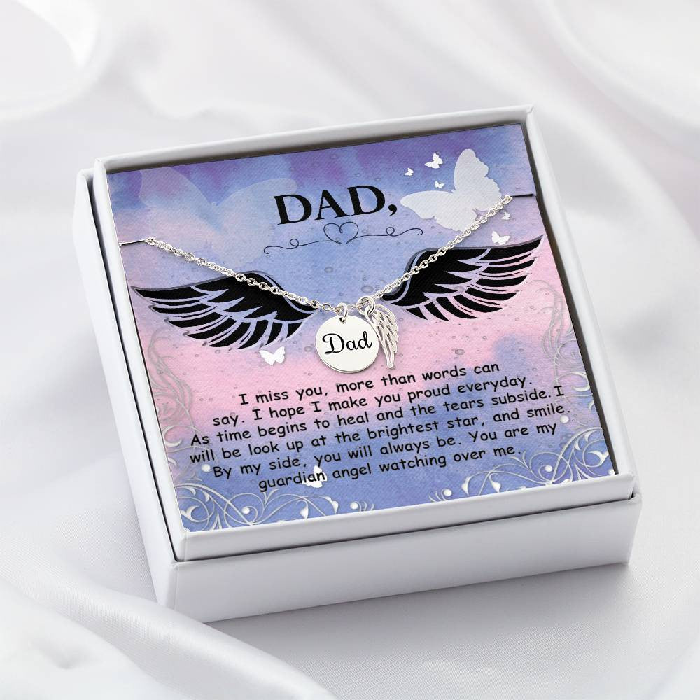 Dad Memorial Necklace Angel Wing Charm-[Heartfelt Family Gift]