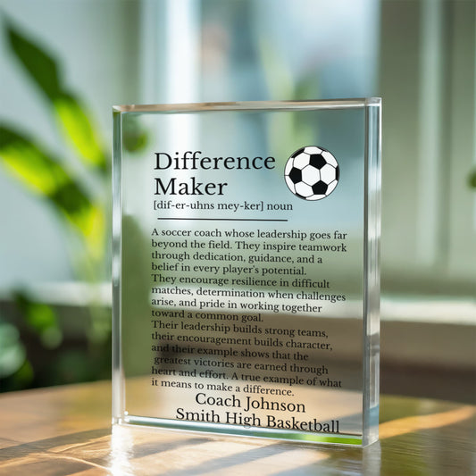Soccer Coach Difference Maker Plaque