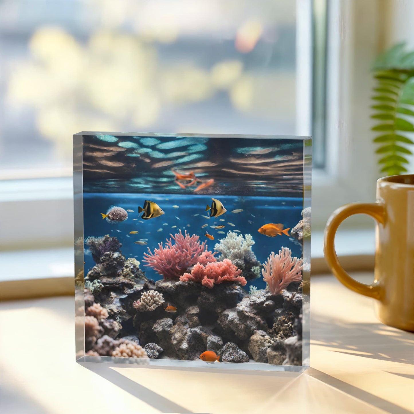 Virtual Aquarium Acrylic Block Desk Decor