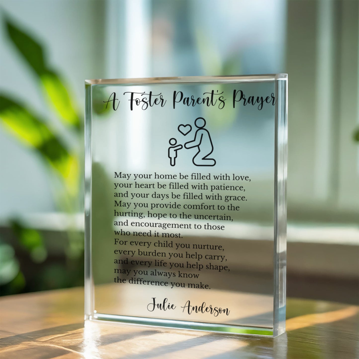 A Foster Parents Prayer Plaque, Premium Acrylic Gift for Foster Family, Personalized Prayer Decor