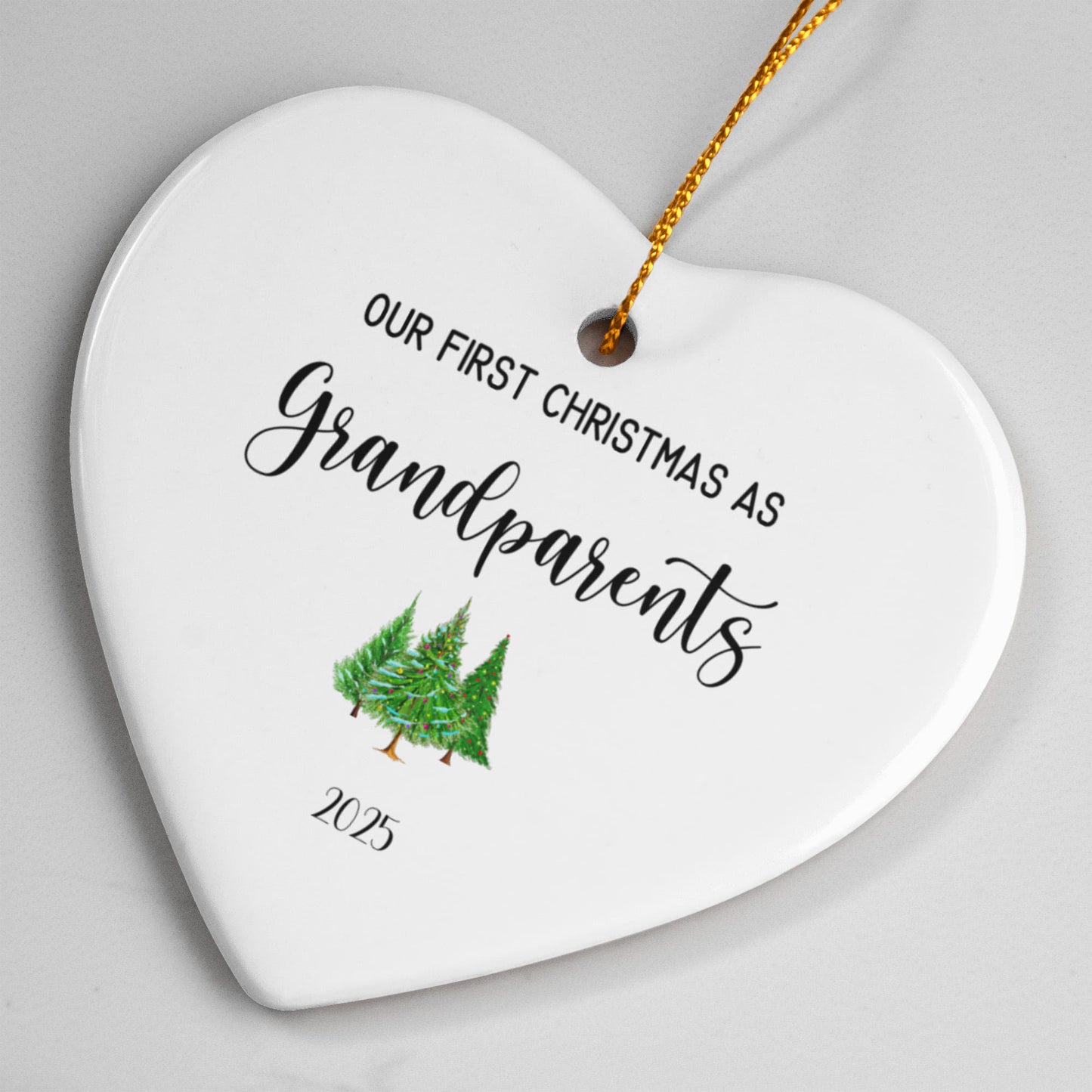 First Christmas As Grandparents Ceramic Heart Ornament
