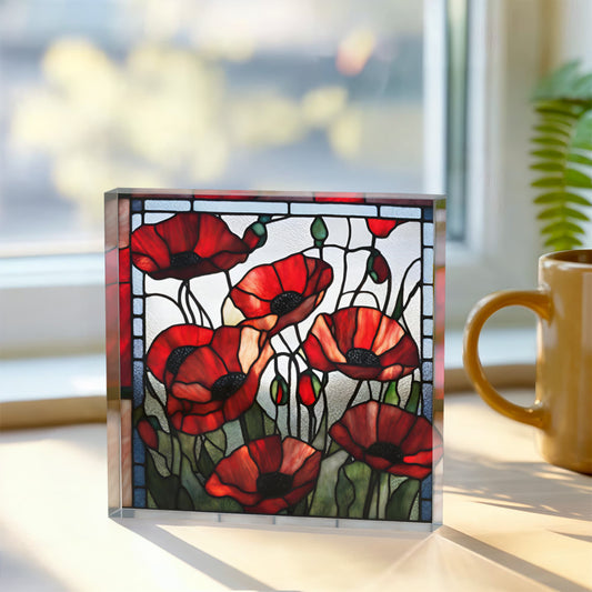 Poppy Stained Glass Acrylic Home Decor