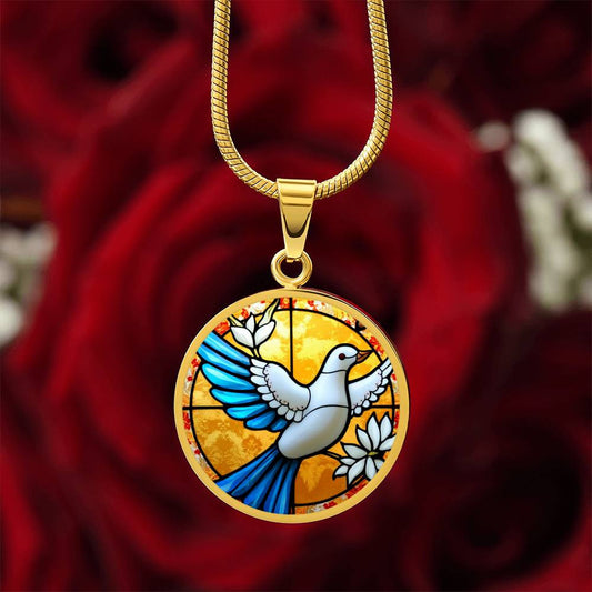 Peace Dove Engraved Necklace in Gold or Silver-[Heartfelt Family Gift]