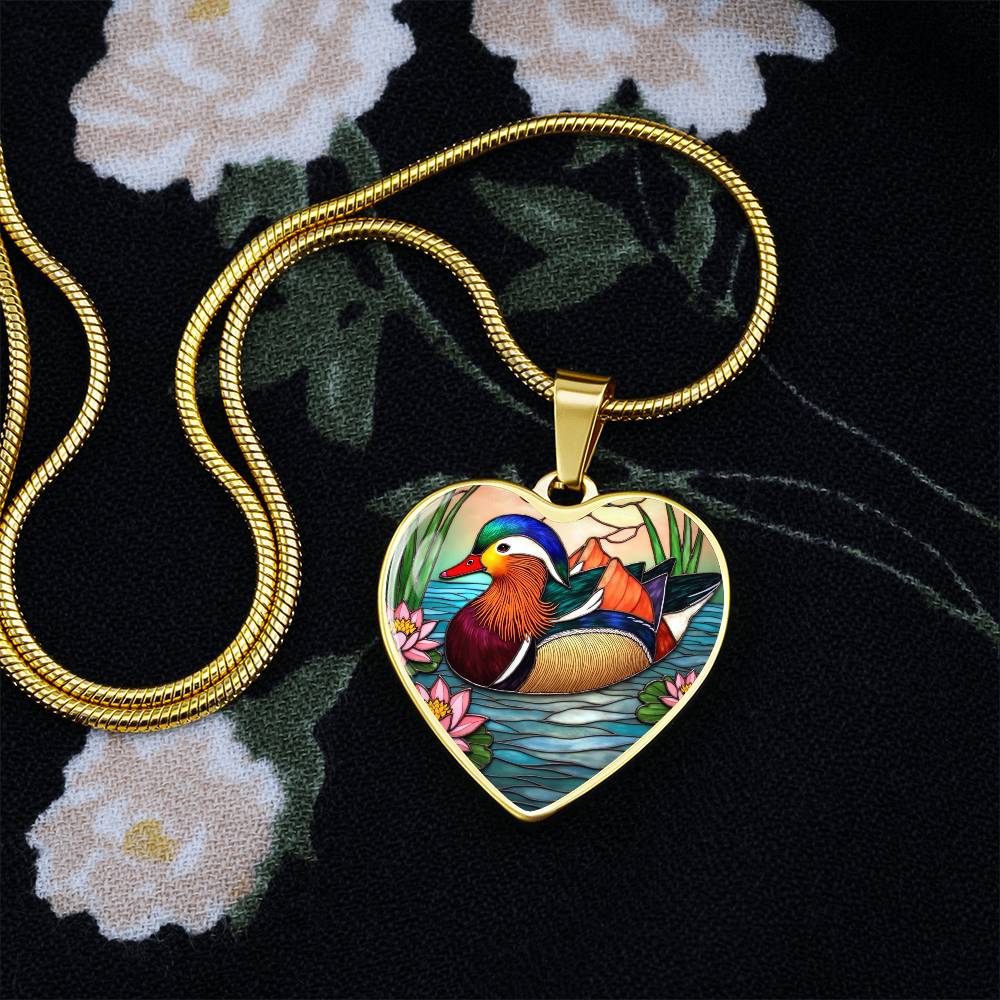 Lotus Mallard Duck Necklace with Engraving