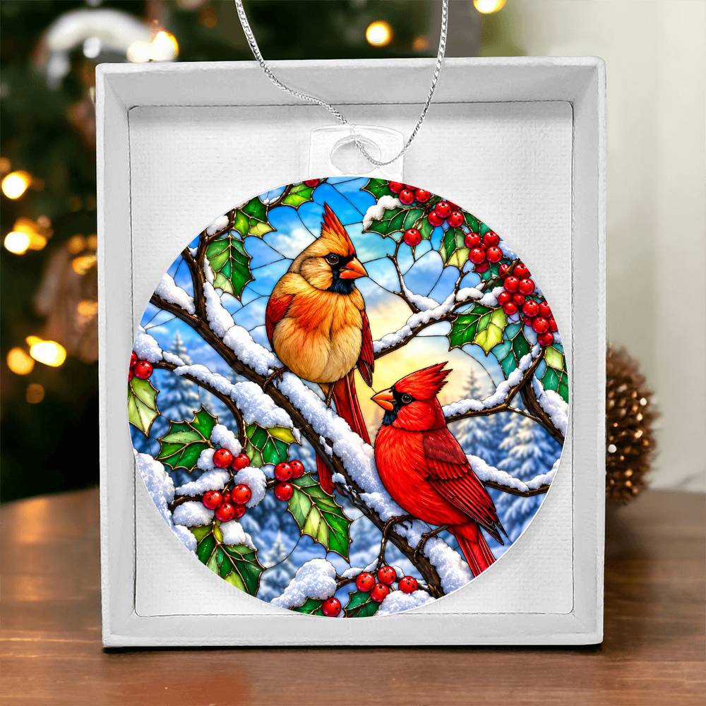 Cardinal Stained Glass Ornament