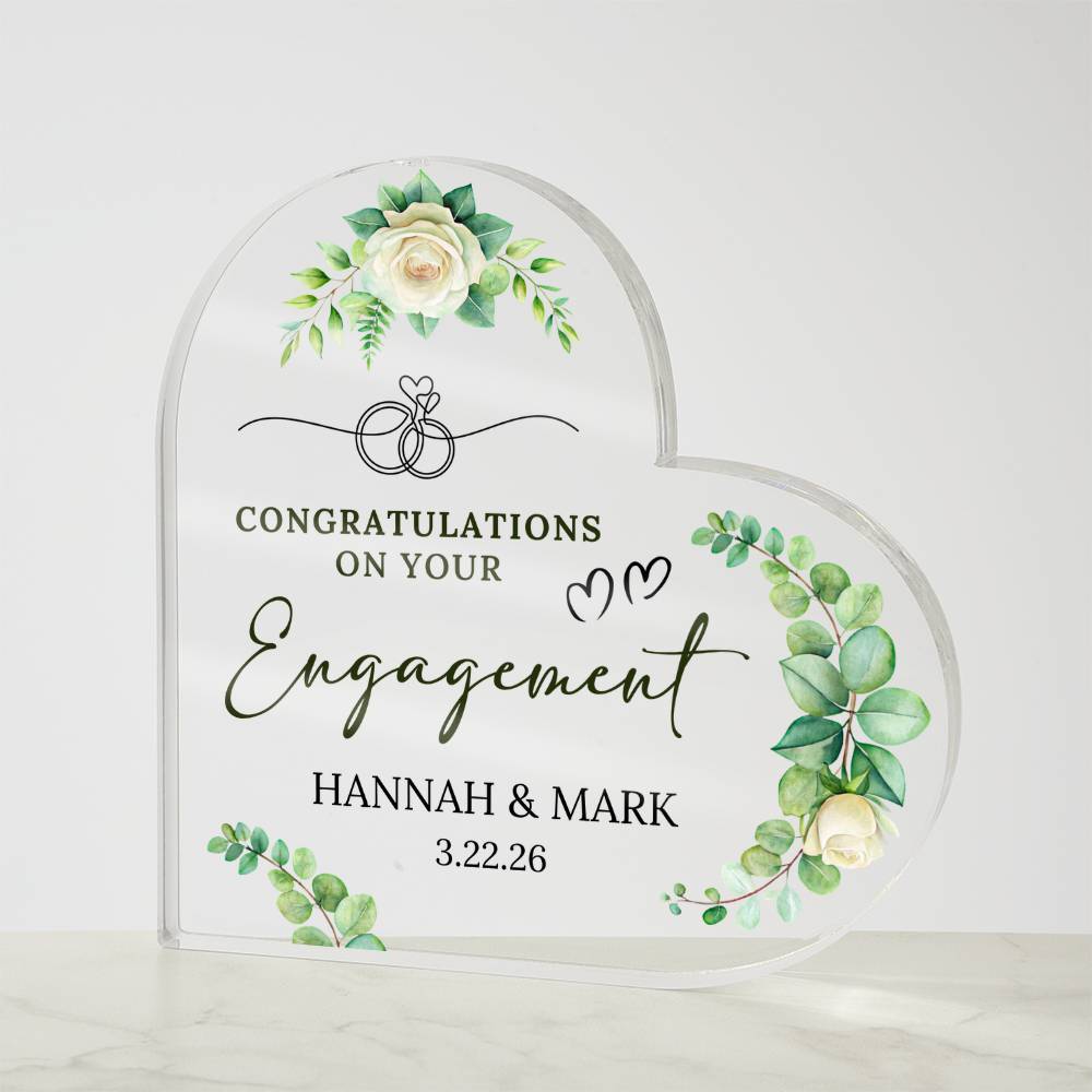 Engagement Gift Acrylic Heart Plaque
