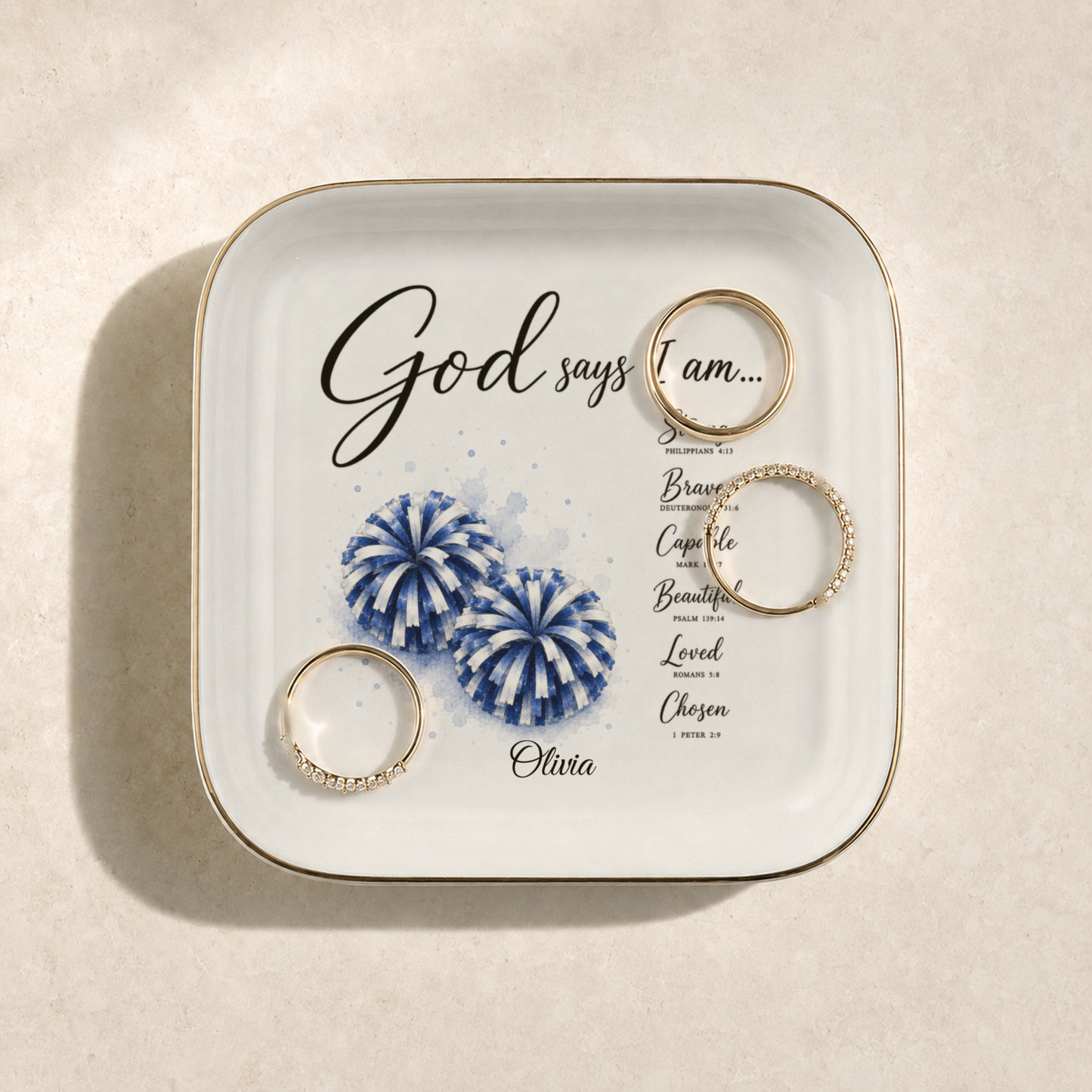 Christian Cheerleader Jewelry Dish Trinket Tray
