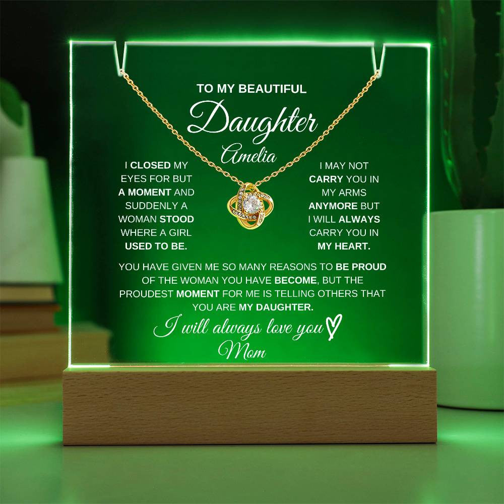 To My Daughter Acrylic Jewelry Holder and Necklace Gift Set-[Heartfelt Family Gift]