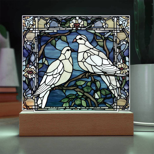 Patriages In A  Pear Tree Acrylic LED Square Plaque-[Heartfelt Family Gift]