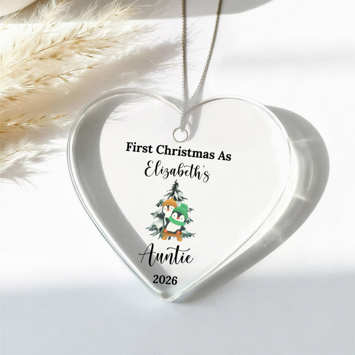 First Christmas As Aunt Heart Ornament