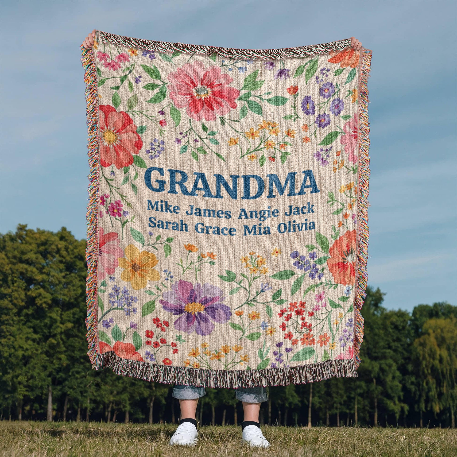 Personalized Grandma Floral Blanket-[Heartfelt Family Gift]