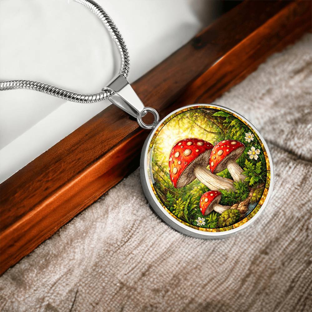 Mushroom Engraved Necklace Bracelet or Keychain