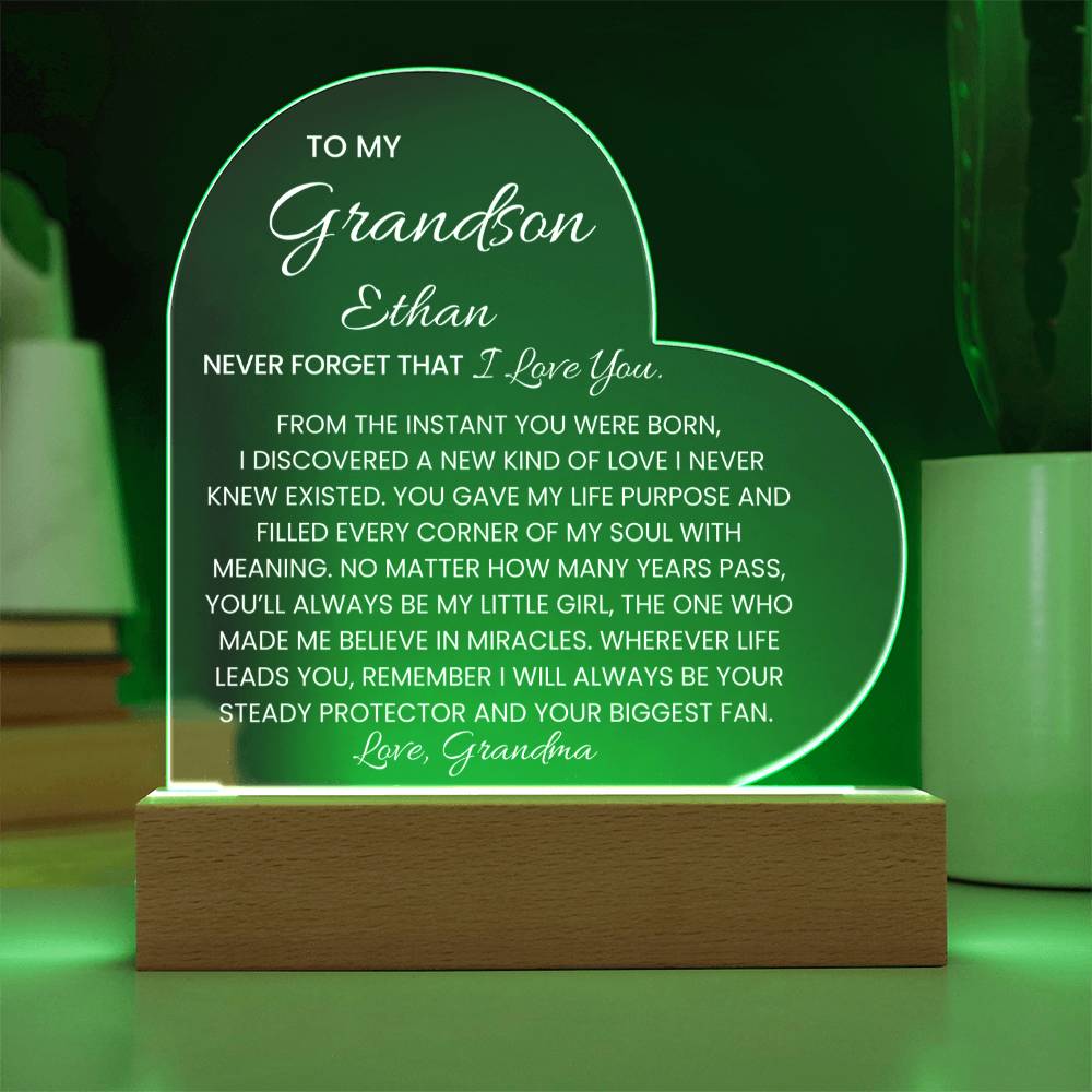 Personalized Lighted Heart Plaque Gift from Grandma Grandpa