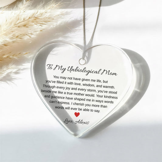 To My Unbiological Mom Heart Ornament, Stepmom Christmas Gift