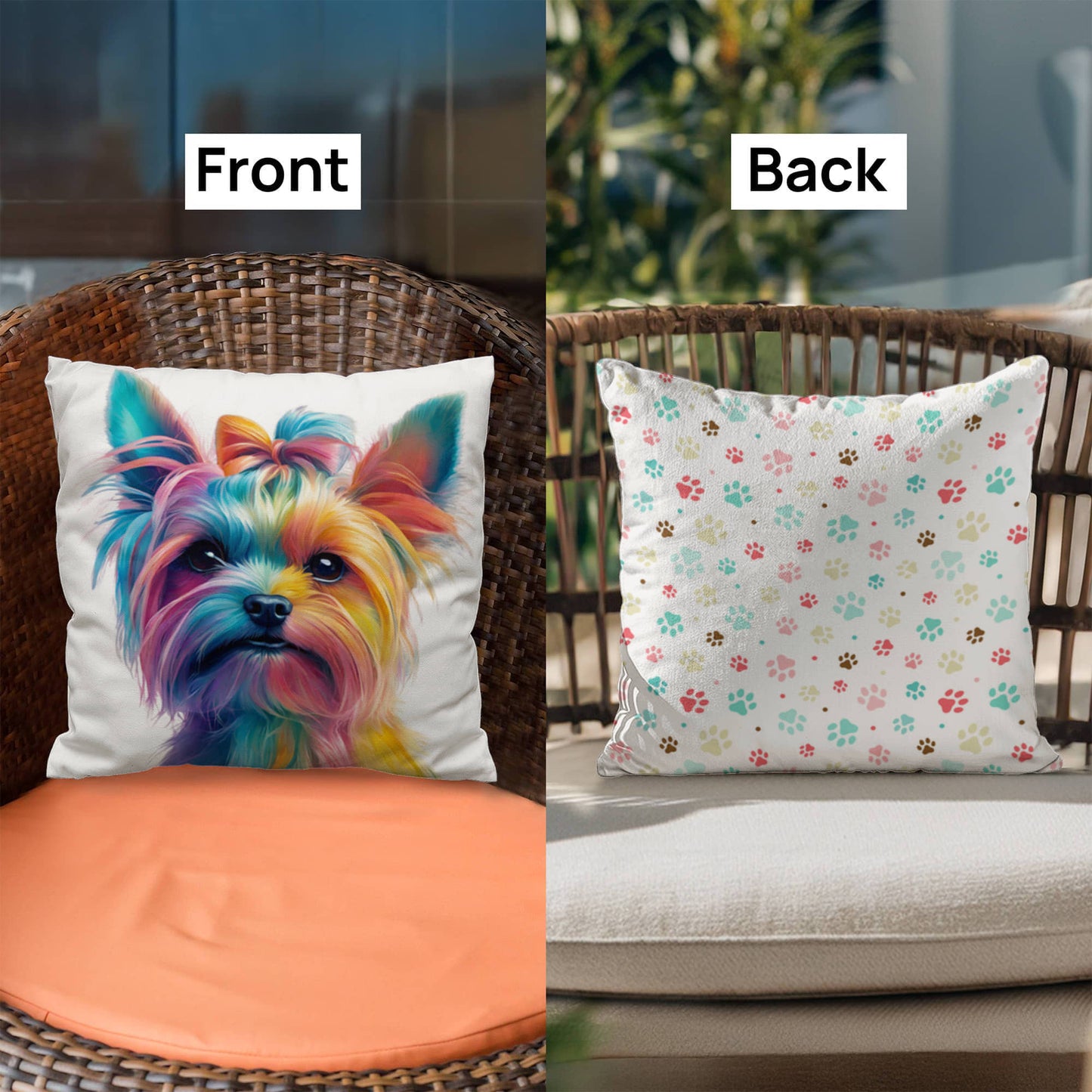 Watercolor Yorkie Throw Pillow in 5 sizes