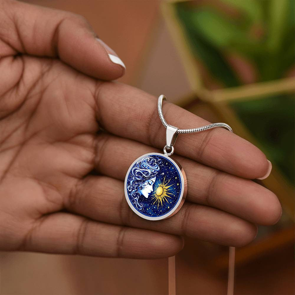 Celestial Sun and Moon Pendant Necklace-[Heartfelt Family Gift]