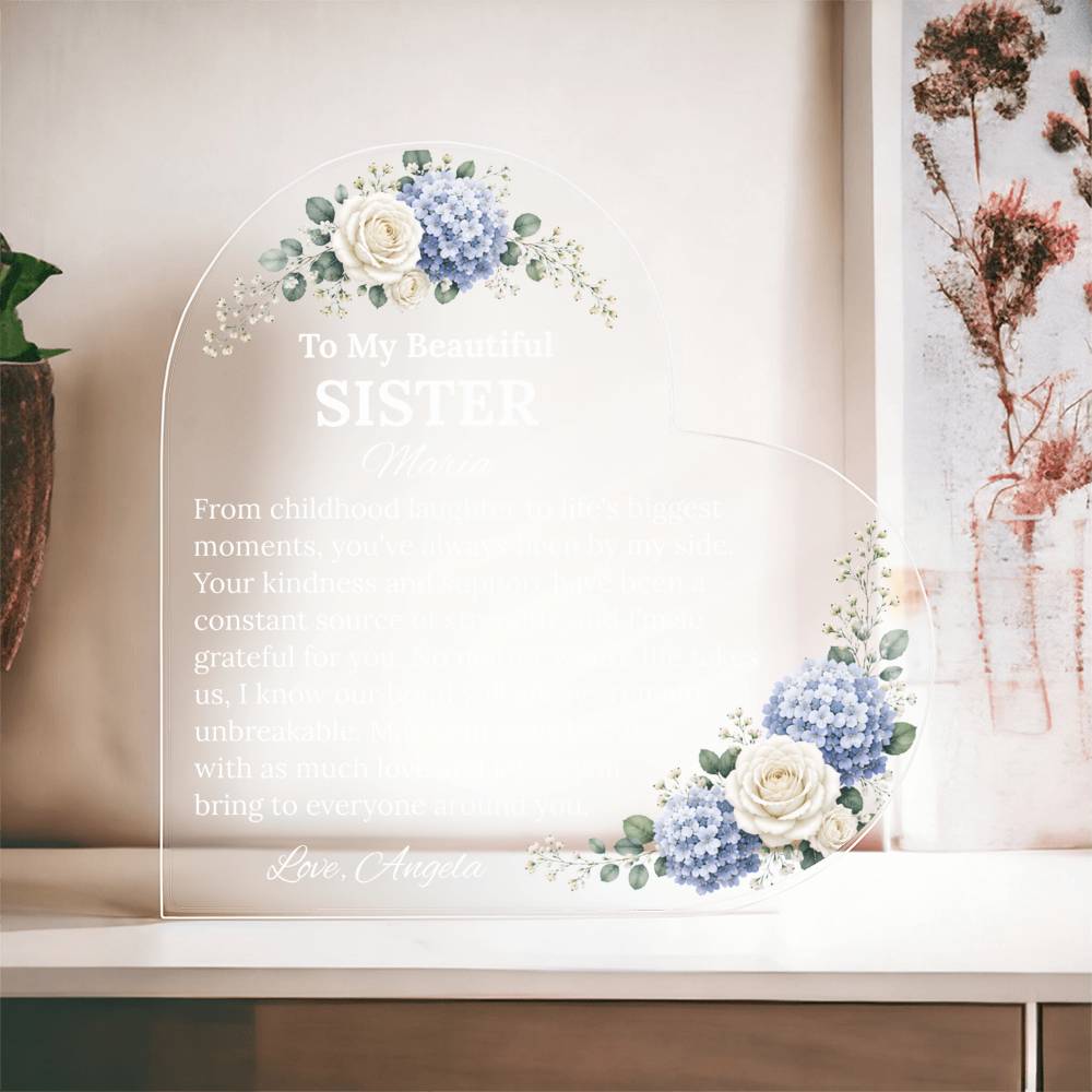 Sister Heart Acrylic Plaque Gift