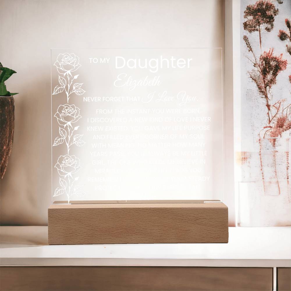 Daughter Roses Never Forget Rose Plaque Gift