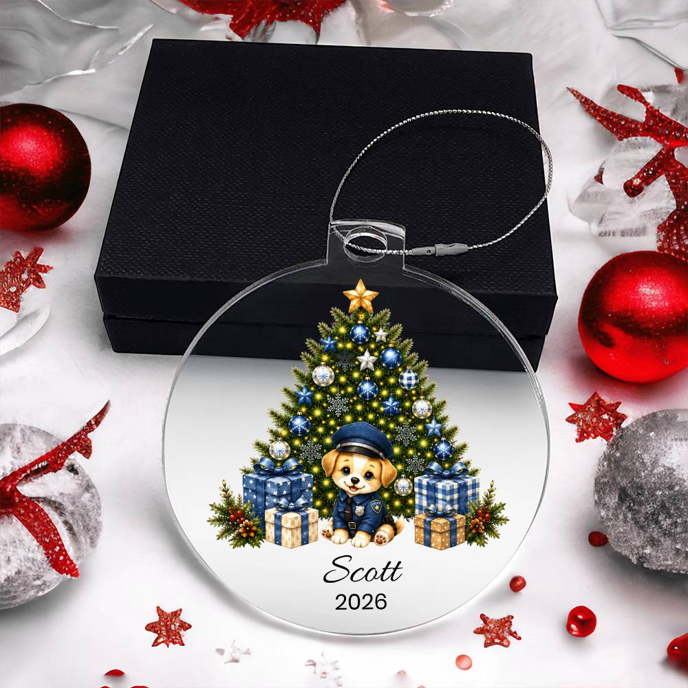 Puppy Police Officer Kids Christmas Ornament