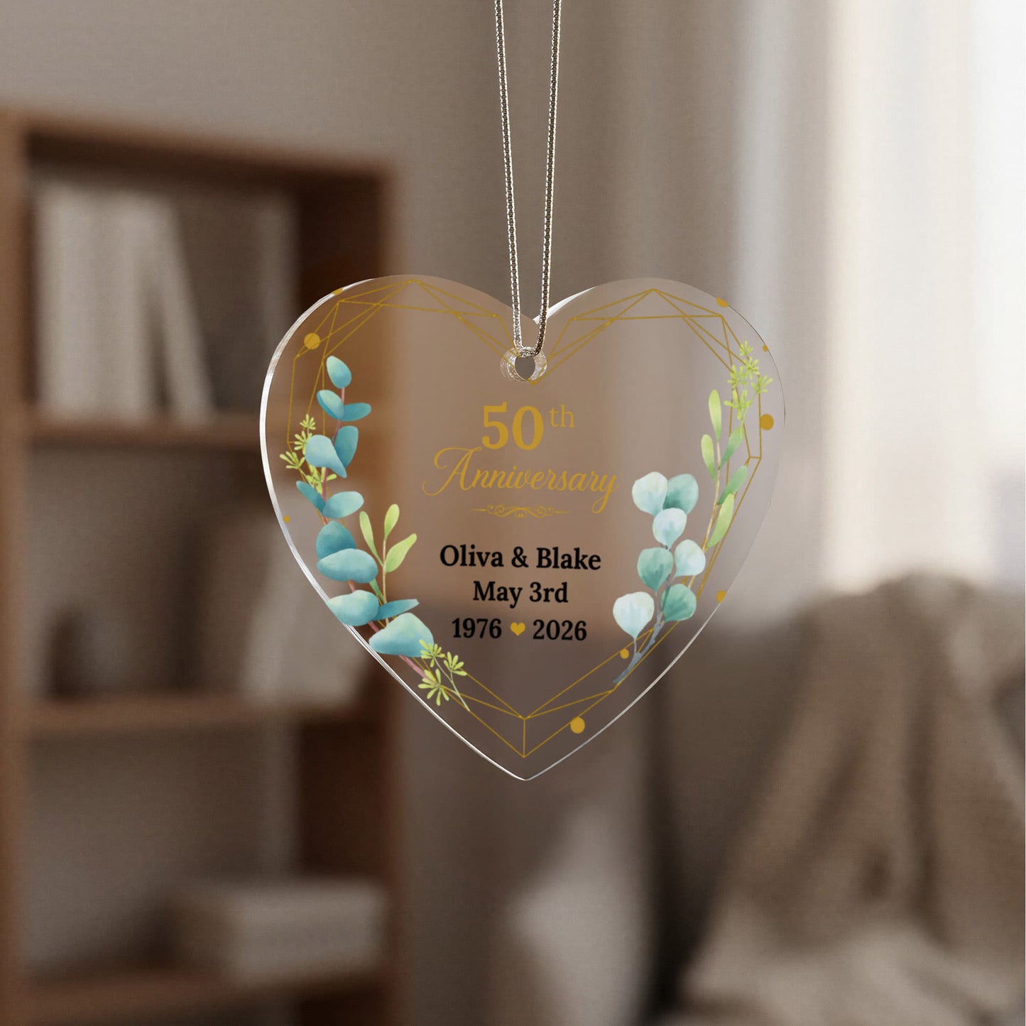 50th Wedding Anniversary Acrylic Heart Ornament