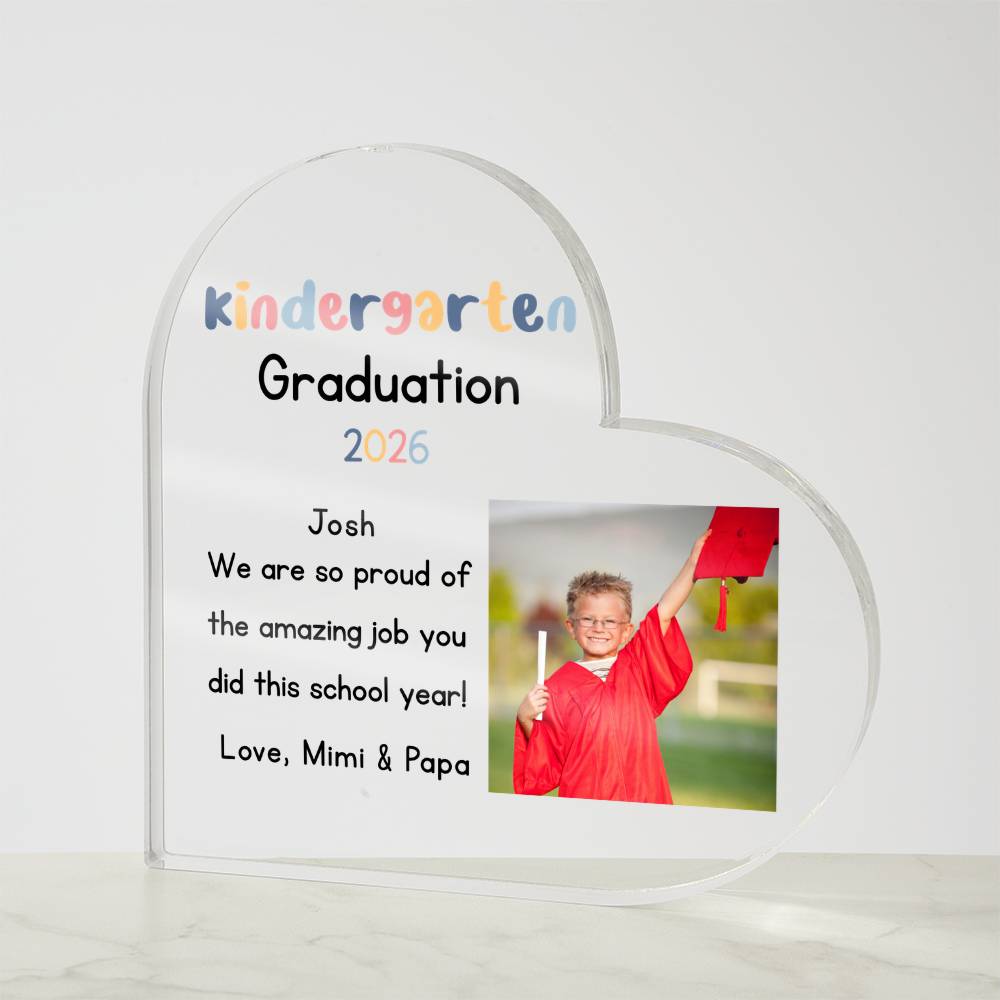 Personalized Kindergarten Graduation Heart Plaque Gift