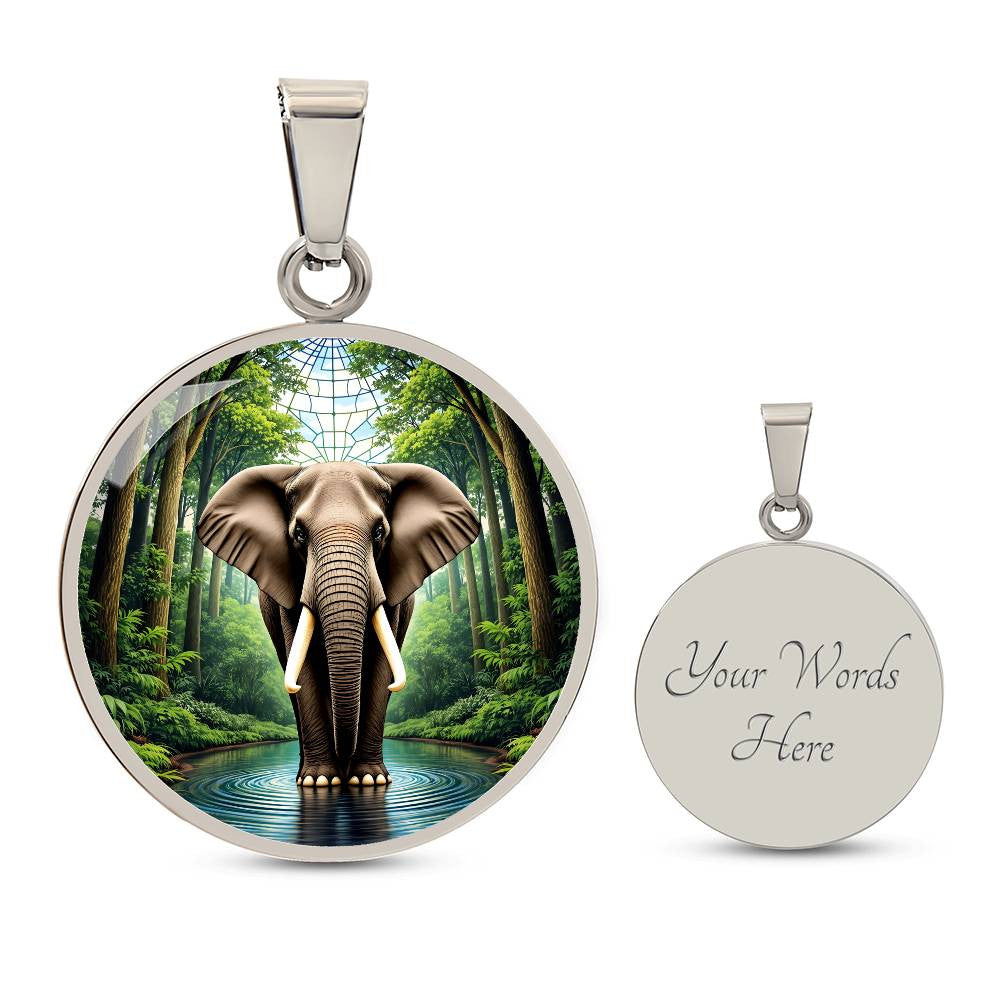 Elephant Circle Necklace with Engraving-[Heartfelt Family Gift]