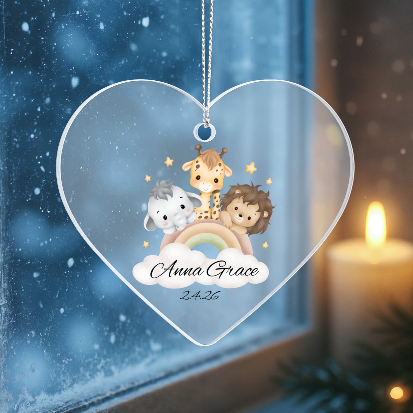 Baby Safari Animal Heart Ornament