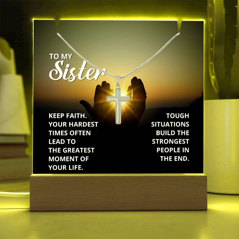 Faith in Hard Times Religious Plaque & Cross Gift Set-[Heartfelt Family Gift]
